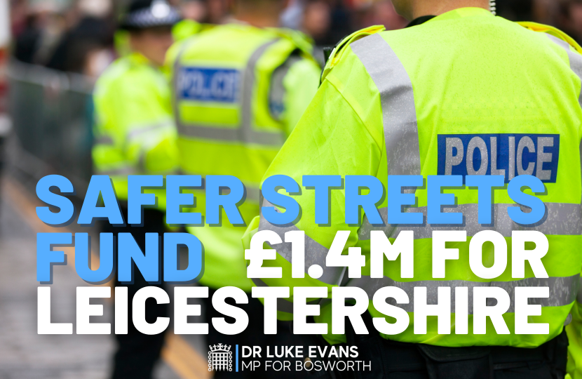 safer streets fund - £1.4m for Leicestershire